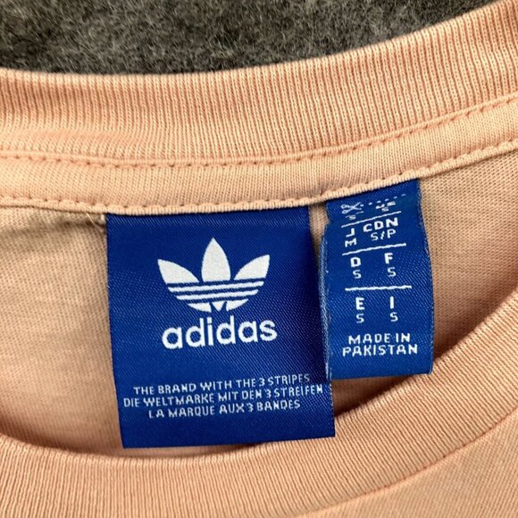 Adidas Trefoil Logo T Shirt Womens Small S Peach Pink Short Sleeve Cotton - Picture 6 of 10